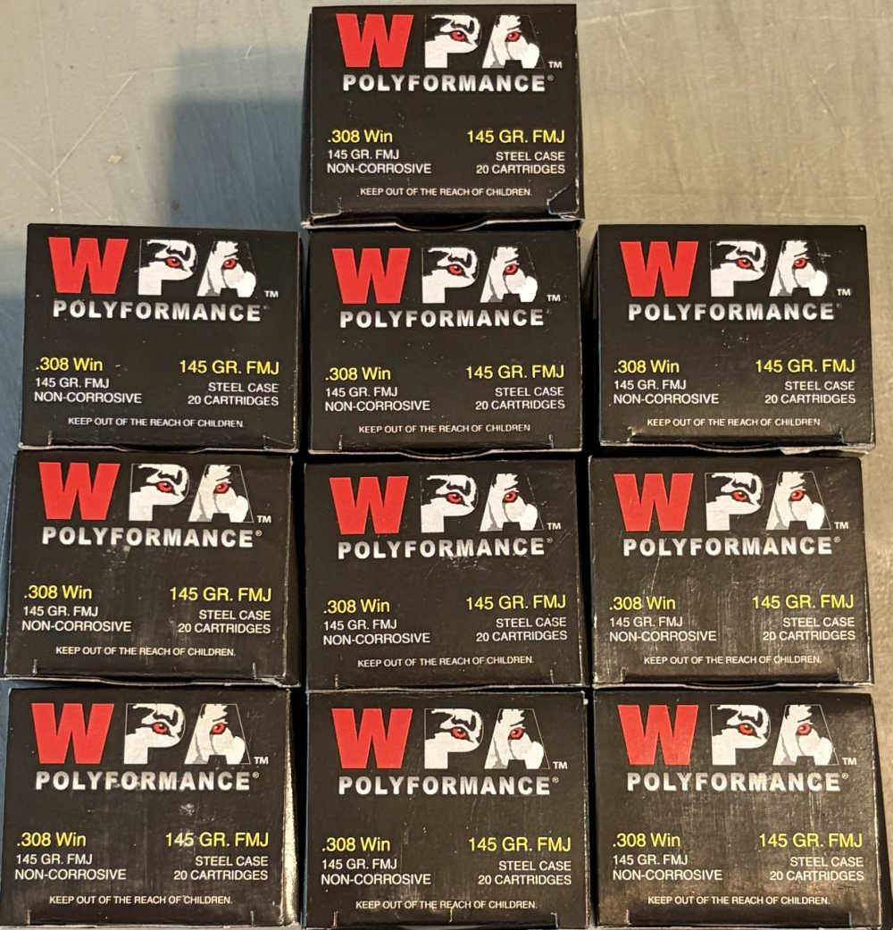 308 Win 145 gr FMJ Rifle Ammo 200 rds WPA Wolf Polyformance-img-1