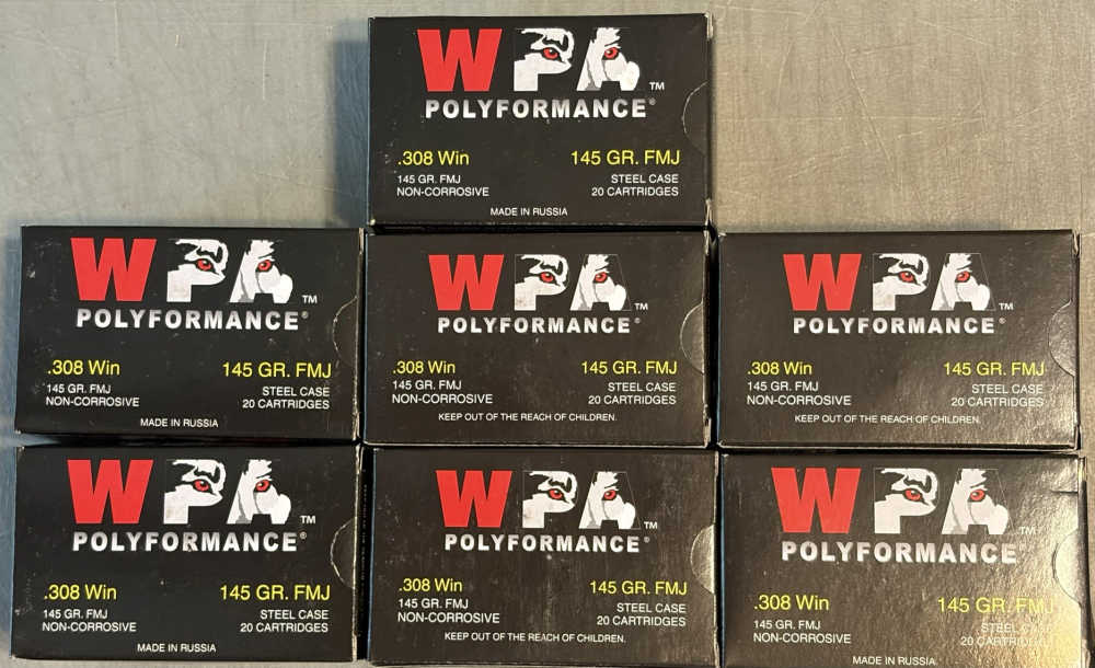 308 Win 145 gr FMJ Rifle Ammo 140 rds WPA Wolf Polyformance-img-0