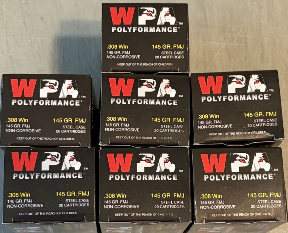 308 Win 145 gr FMJ Rifle Ammo 140 rds WPA Wolf Polyformance-img-1