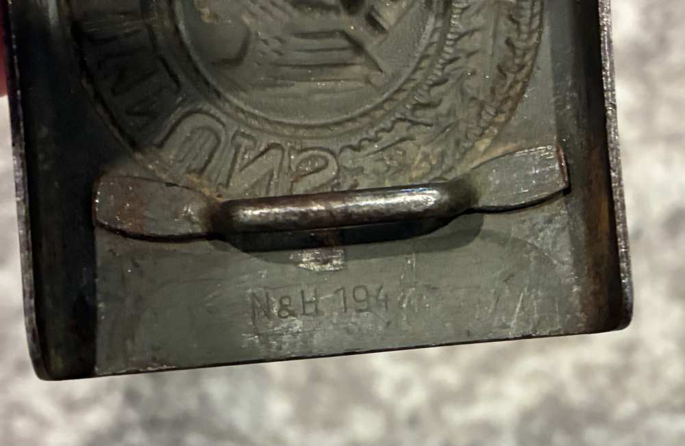 Original German WW2 N&H 1942 Tabbed Heer Belt Buckle -img-2