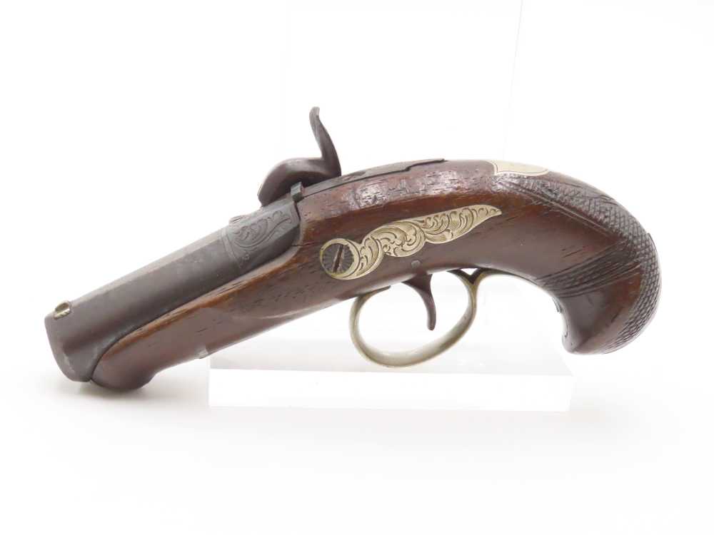 ENGRAVED/SILVER Mounted J.E. EVANS Antique “PEANUT SIZE” DERRINGER Pistol  -img-12