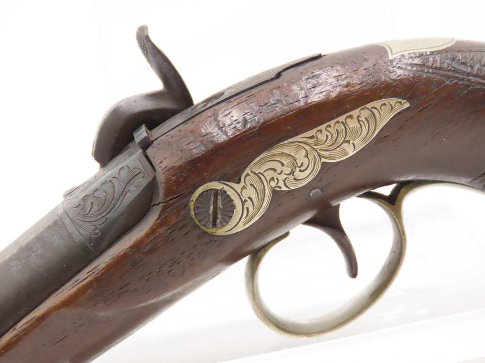 ENGRAVED/SILVER Mounted J.E. EVANS Antique “PEANUT SIZE” DERRINGER Pistol  -img-14