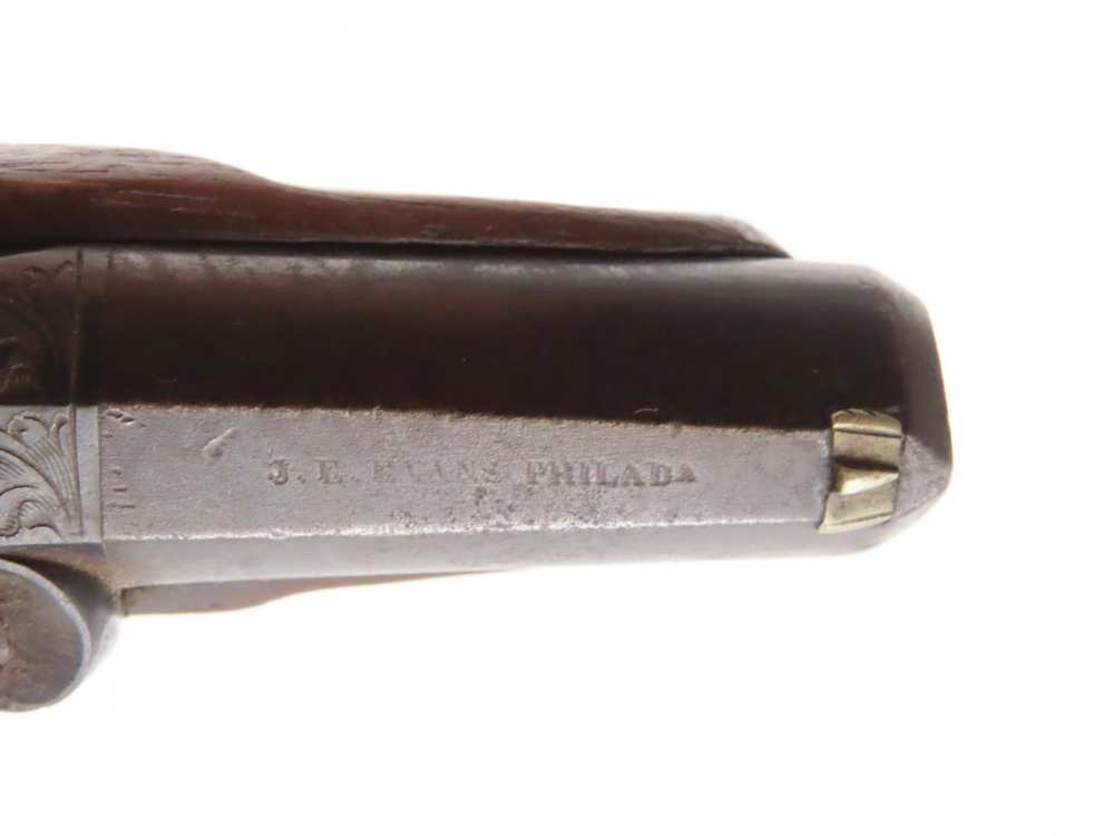 ENGRAVED/SILVER Mounted J.E. EVANS Antique “PEANUT SIZE” DERRINGER Pistol  -img-8