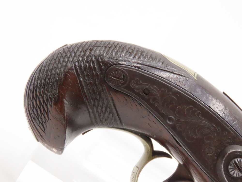 ENGRAVED/SILVER Mounted J.E. EVANS Antique “PEANUT SIZE” DERRINGER Pistol  -img-2
