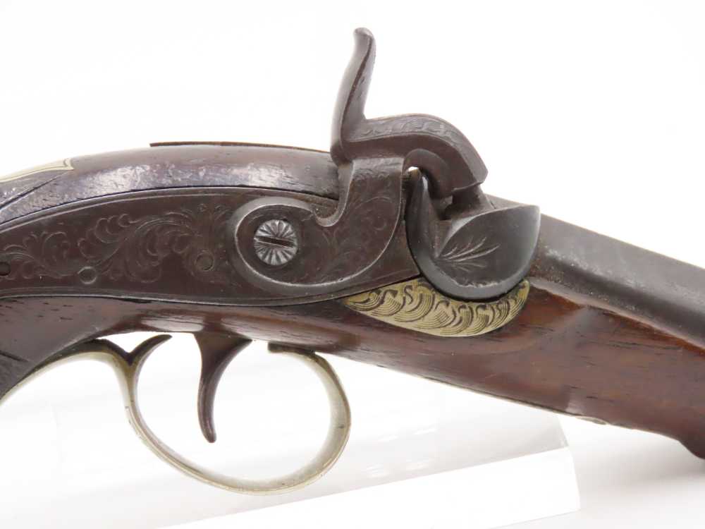 ENGRAVED/SILVER Mounted J.E. EVANS Antique “PEANUT SIZE” DERRINGER Pistol  -img-3