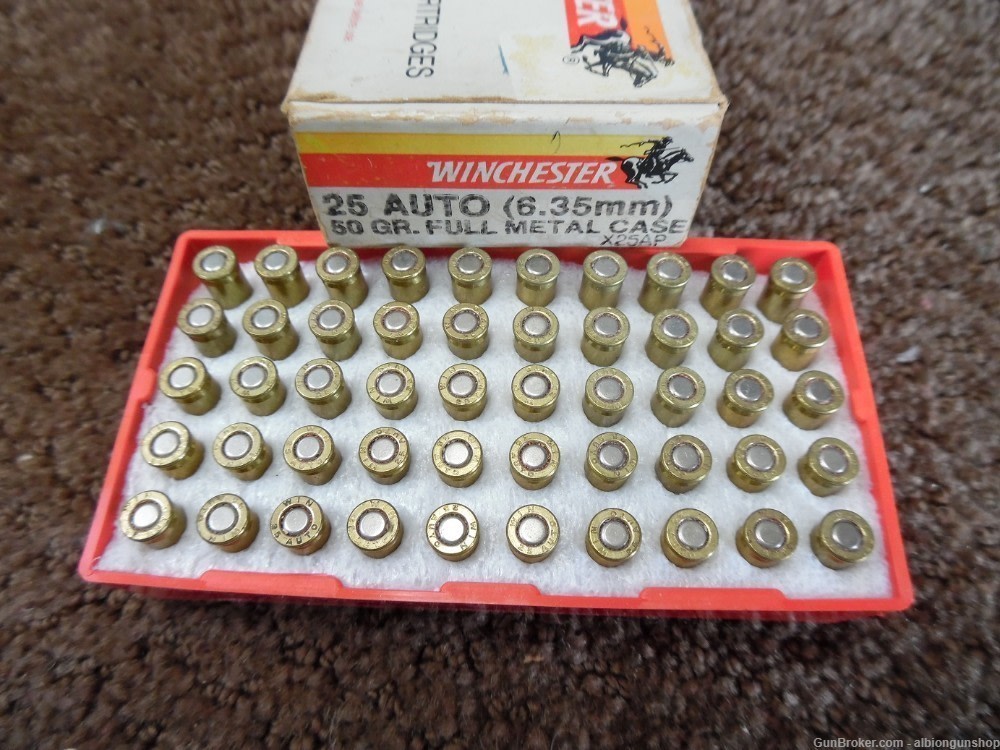 winchester 25 auto (1) box of 50, fifty grain full metal case-img-0