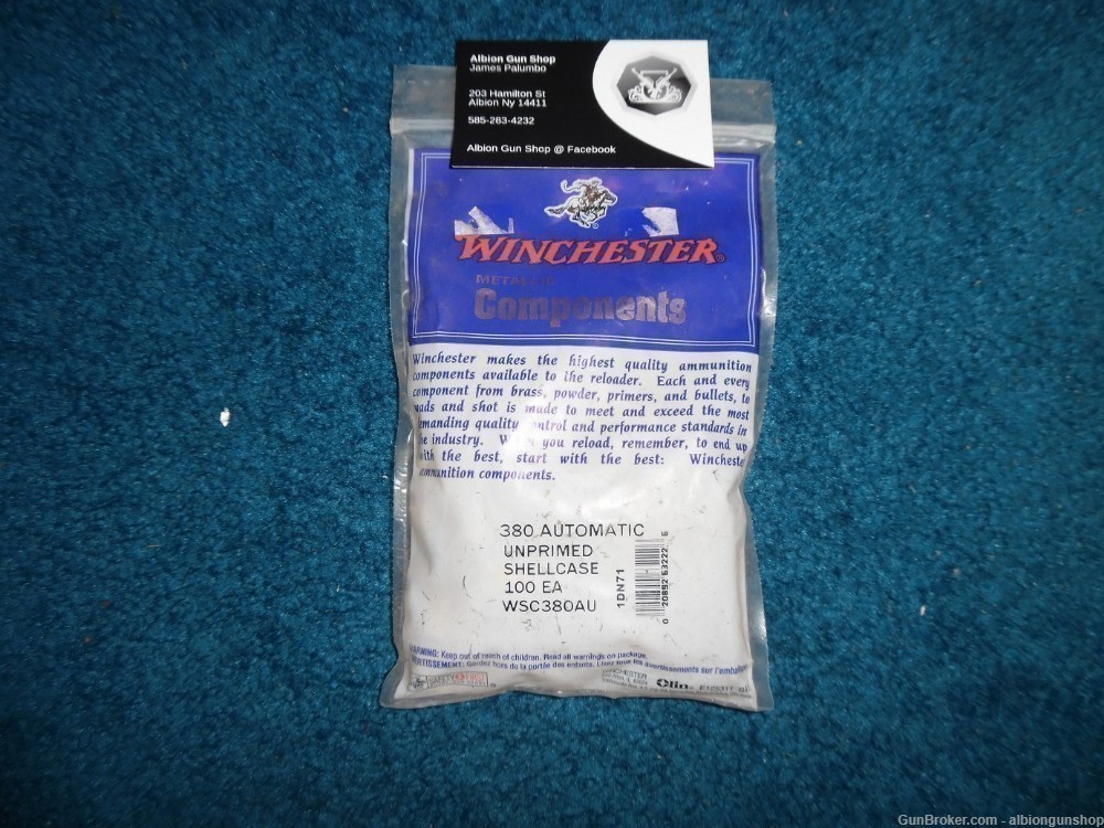 380 acp unprimed brass  one bag of 100 each winchester-img-0