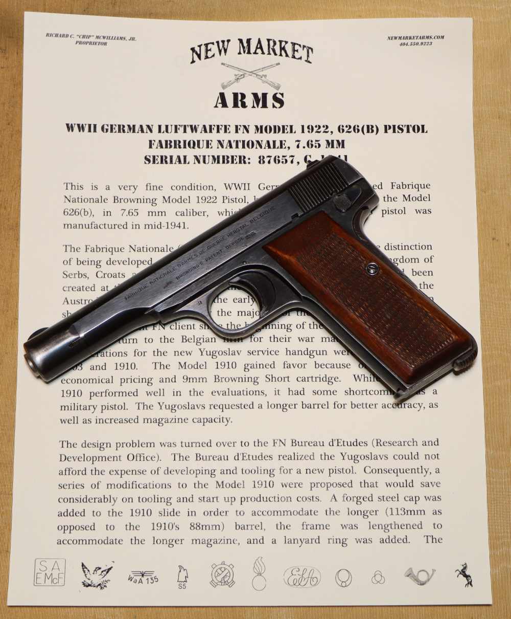 Fine WWII German Luftwaffe Issue FN Model 1922 Pistol c. mid-1941-img-0