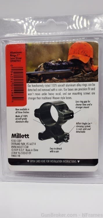 Millett 1" Silver Aluminum Low Rings-img-1