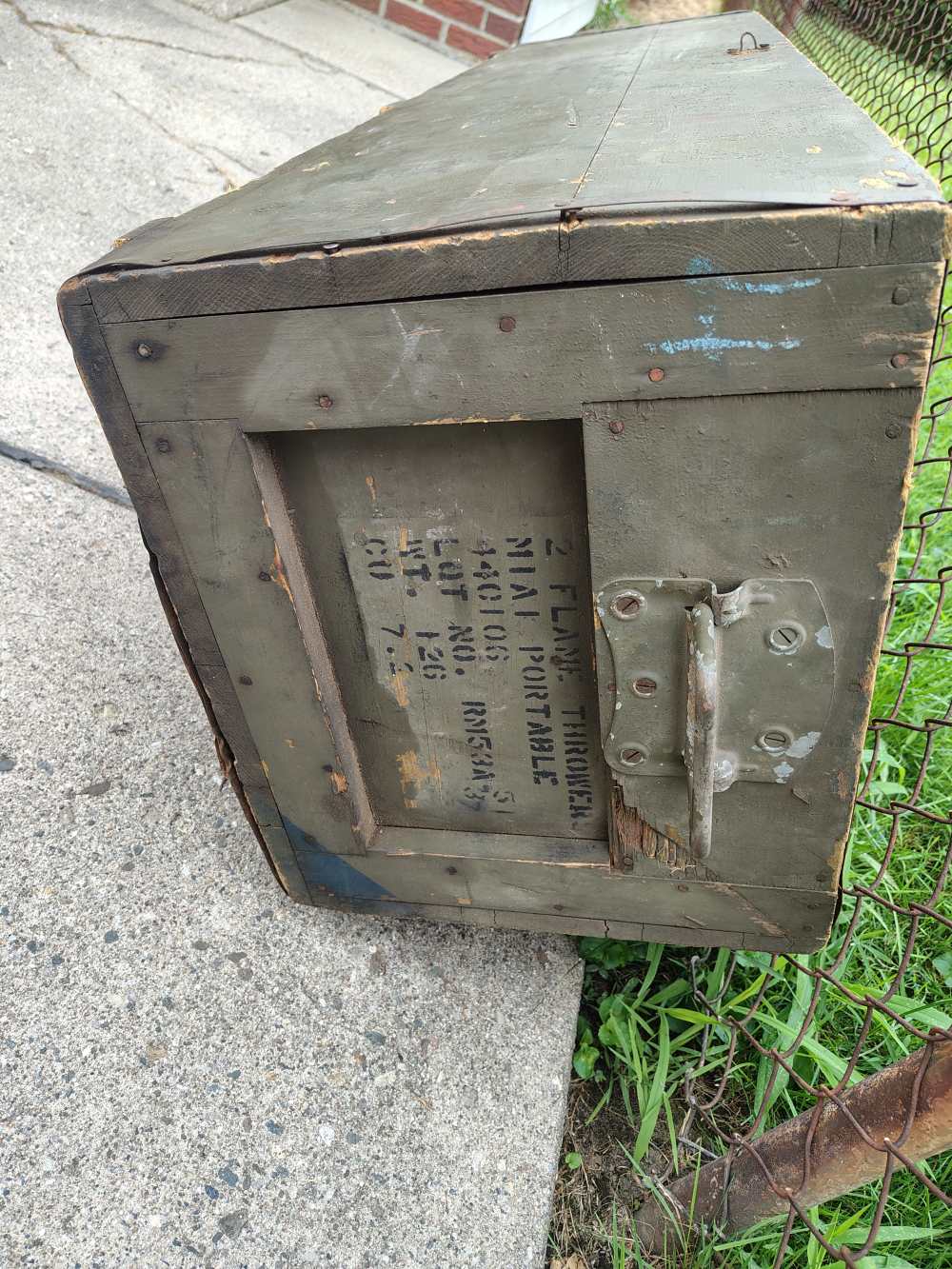 RARE WWII US USMC M1 M1A1 Flame Thrower Wood Transit Box Crate Dated 3-45-img-6