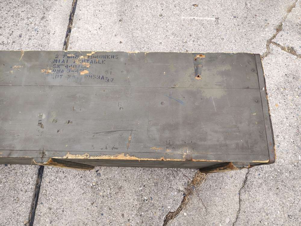 RARE WWII US USMC M1 M1A1 Flame Thrower Wood Transit Box Crate Dated 3-45-img-17