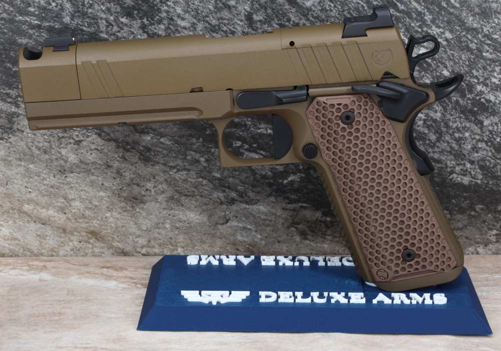 NEW! Nighthawk Custom 1911 Sand Hawk Single Stack Comp IOS 9mm 10+1 FDE-img-1