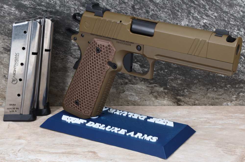 NEW! Nighthawk Custom 1911 Sand Hawk Single Stack Comp IOS 9mm 10+1 FDE-img-0