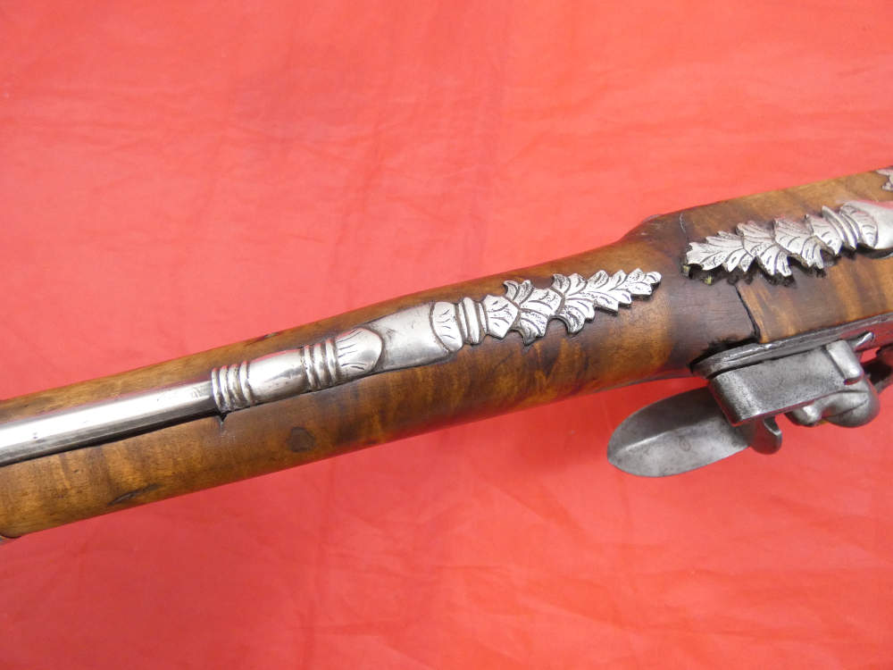 SUPERB ANTIQUE TURKISH OTTOMAN FLINTLOCK PISTOL SILVER / GOLD DECORATION-img-12