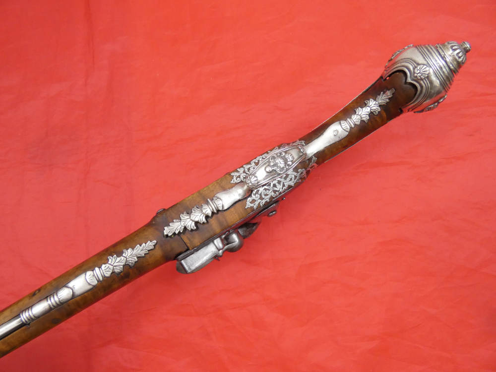 SUPERB ANTIQUE TURKISH OTTOMAN FLINTLOCK PISTOL SILVER / GOLD DECORATION-img-10