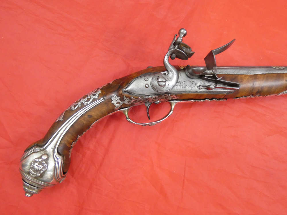 SUPERB ANTIQUE TURKISH OTTOMAN FLINTLOCK PISTOL SILVER / GOLD DECORATION-img-22