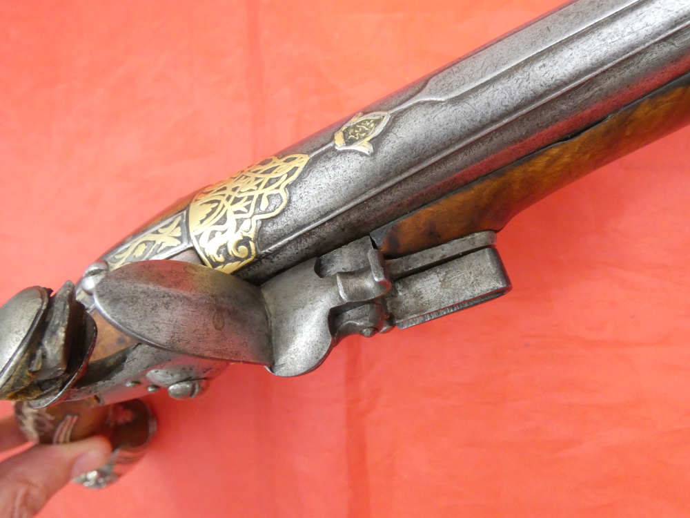 SUPERB ANTIQUE TURKISH OTTOMAN FLINTLOCK PISTOL SILVER / GOLD DECORATION-img-38