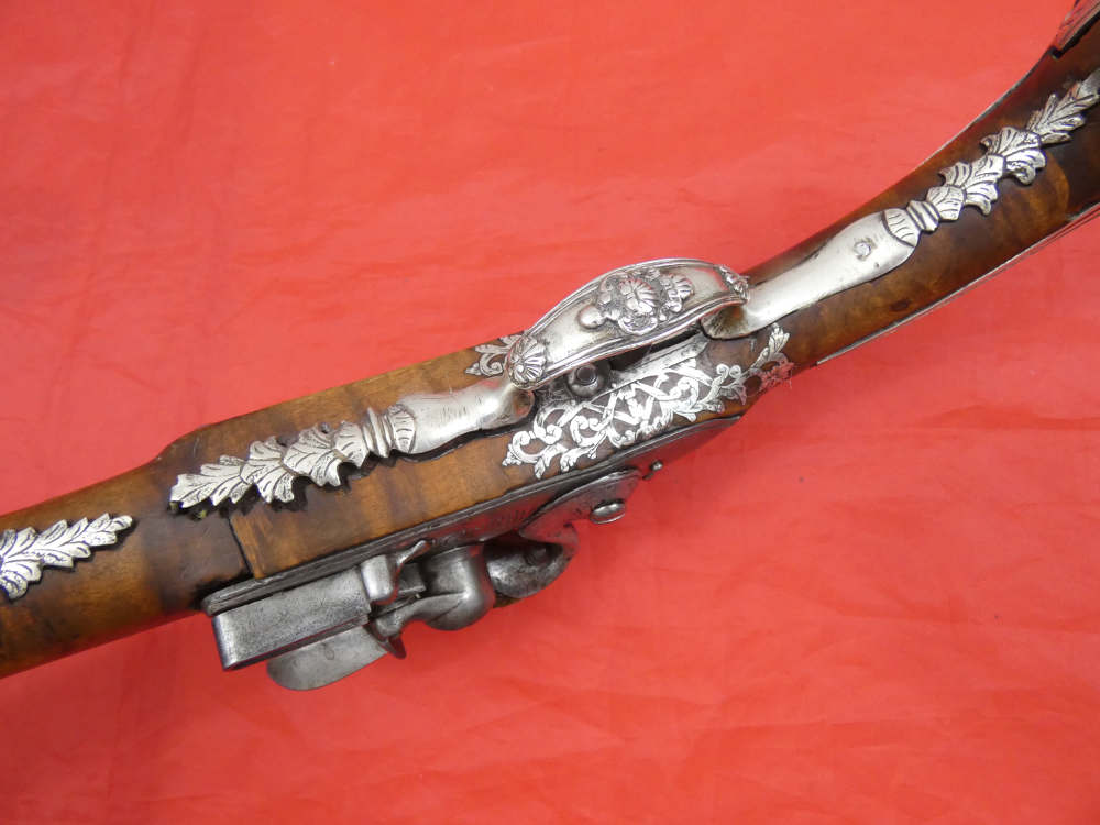 SUPERB ANTIQUE TURKISH OTTOMAN FLINTLOCK PISTOL SILVER / GOLD DECORATION-img-11