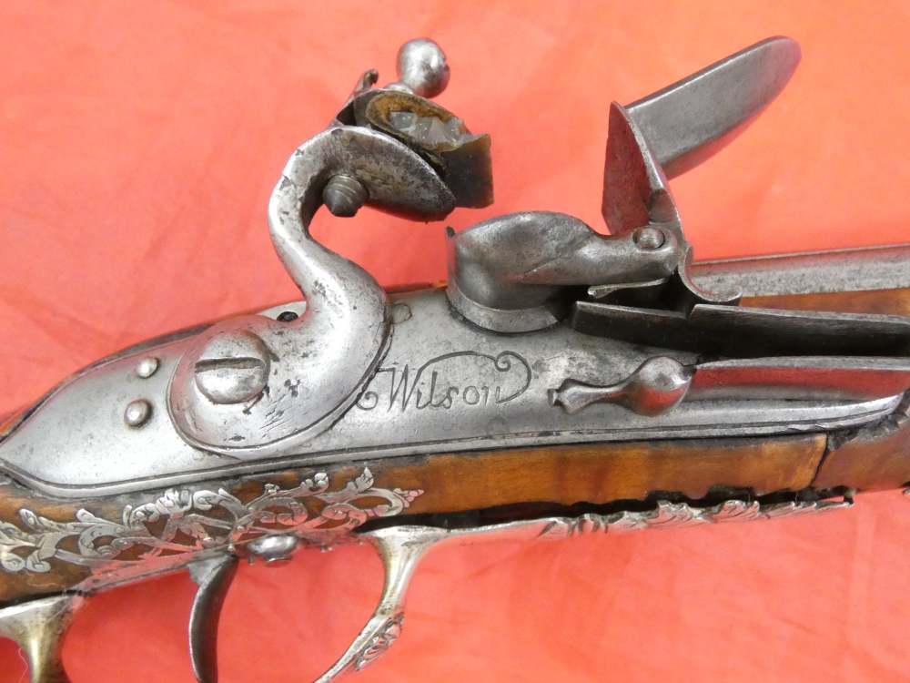 SUPERB ANTIQUE TURKISH OTTOMAN FLINTLOCK PISTOL SILVER / GOLD DECORATION-img-20