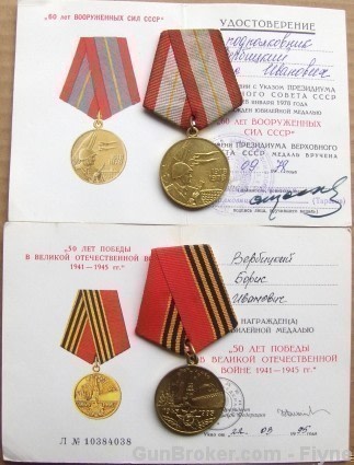 4 Soviet military decorations to participant of WWII Russia-img-0