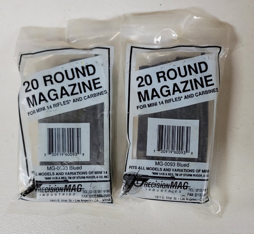 PMI Precision Ruger Mini 14 20rd magazines lot of 2 new old stock-img-0
