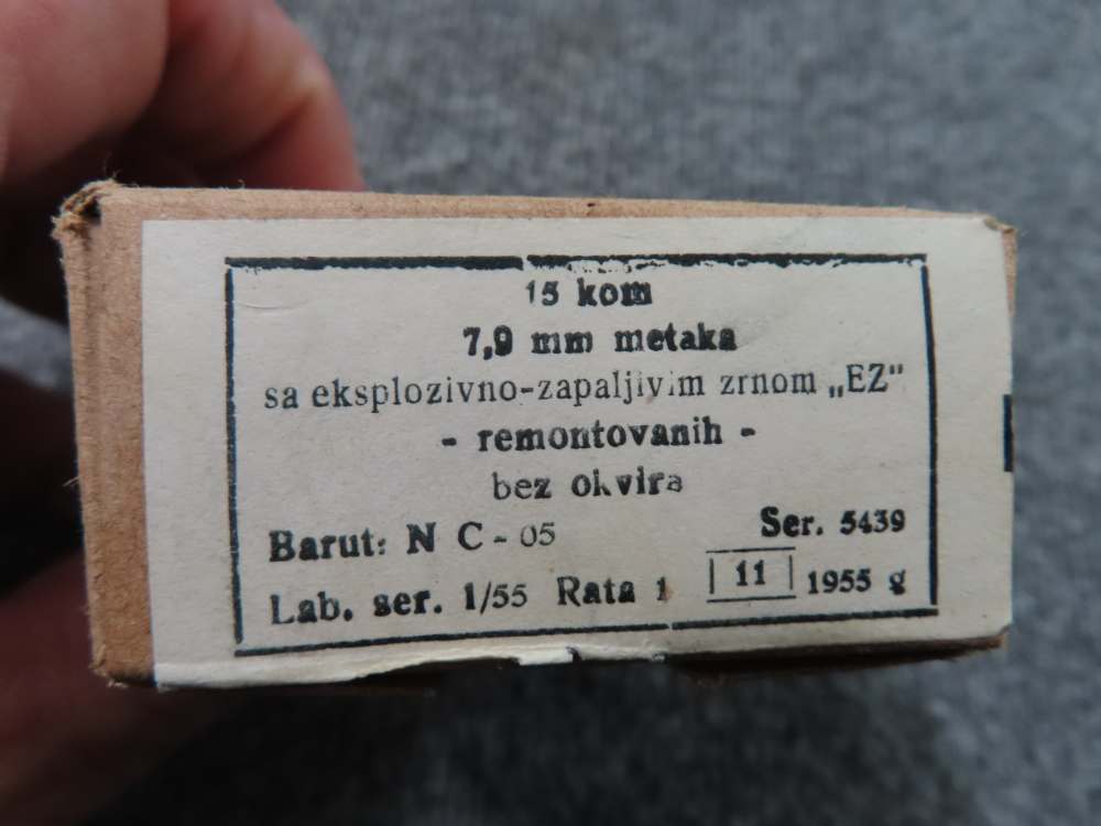 RARE BOX OF YUGOSLAV "B" PATRONE SPOTTING CARTRIDGES IN 8mm MAUSER CALIBER-img-1