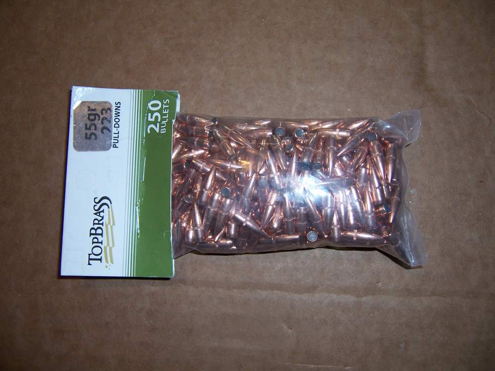 250 FMJ 55 grain 223 5.56 pulled bullets -img-0
