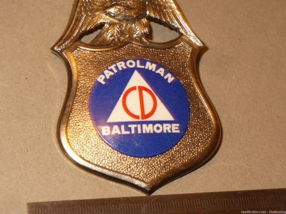 Baltimore City Police Civil Defense Police Badge 1940-50s Maryland-img-2