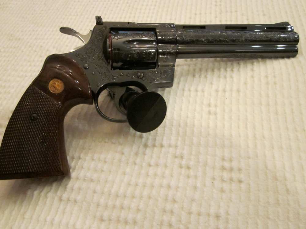 Colt Pythons (2) NOS Factory "C" Engraved-4" (1984) and 6" (1980) 100% -img-7