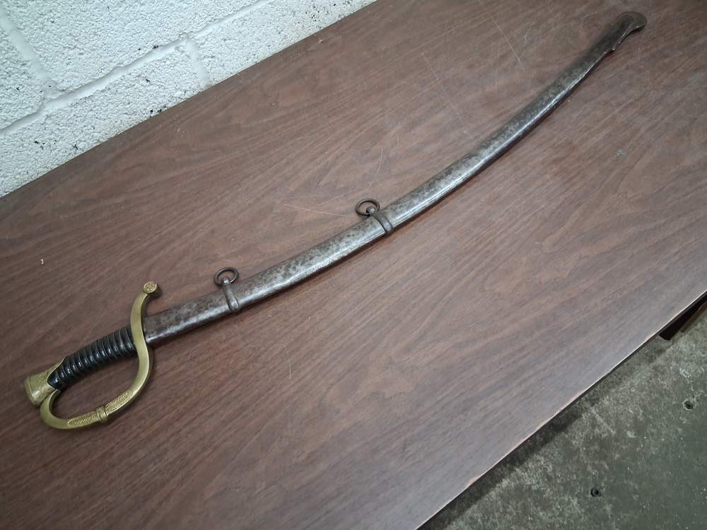 French mounted officers artillery saber & scabbard Klingenthal dated 1841-img-0
