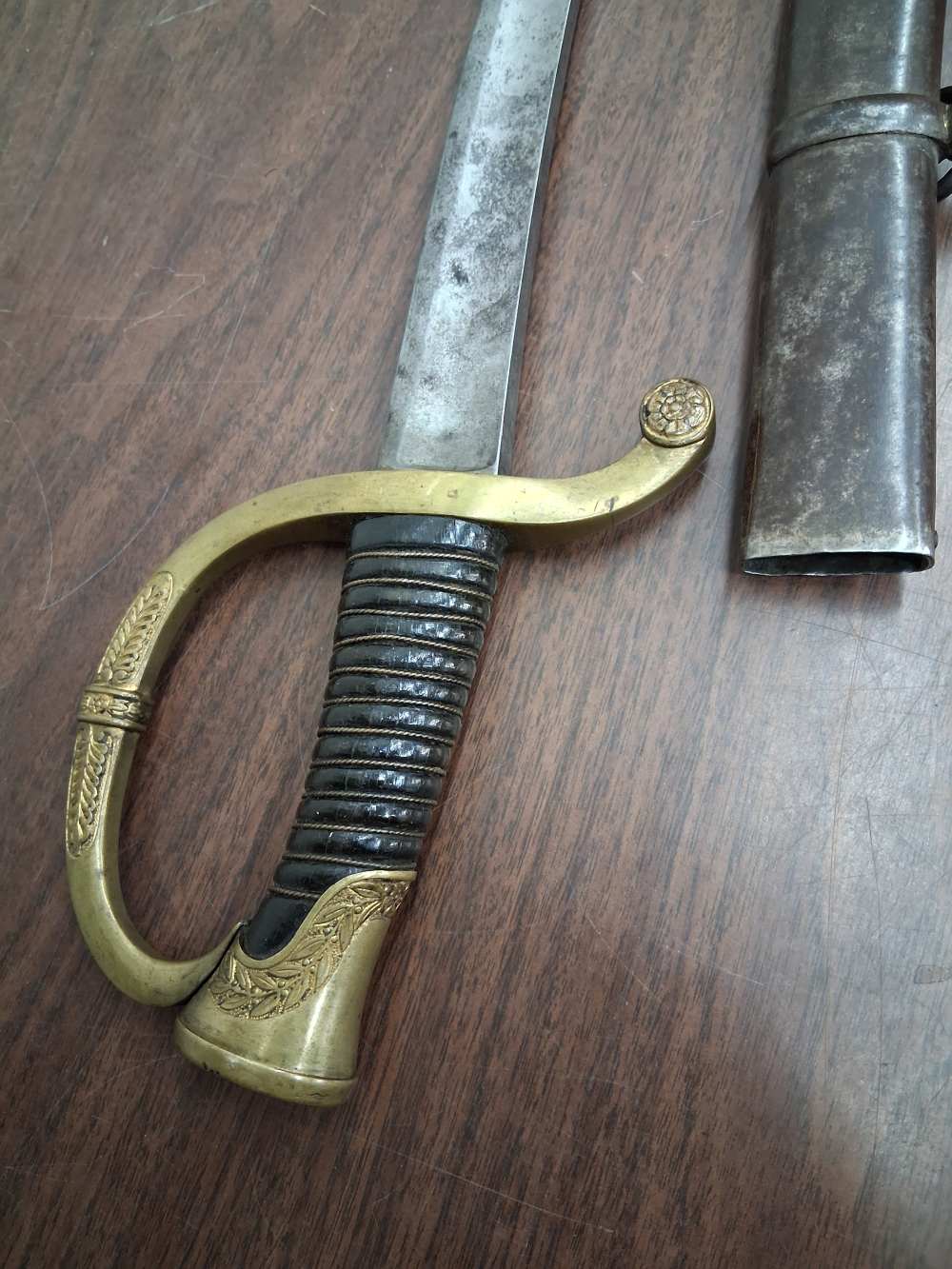 French mounted officers artillery saber & scabbard Klingenthal dated 1841-img-6