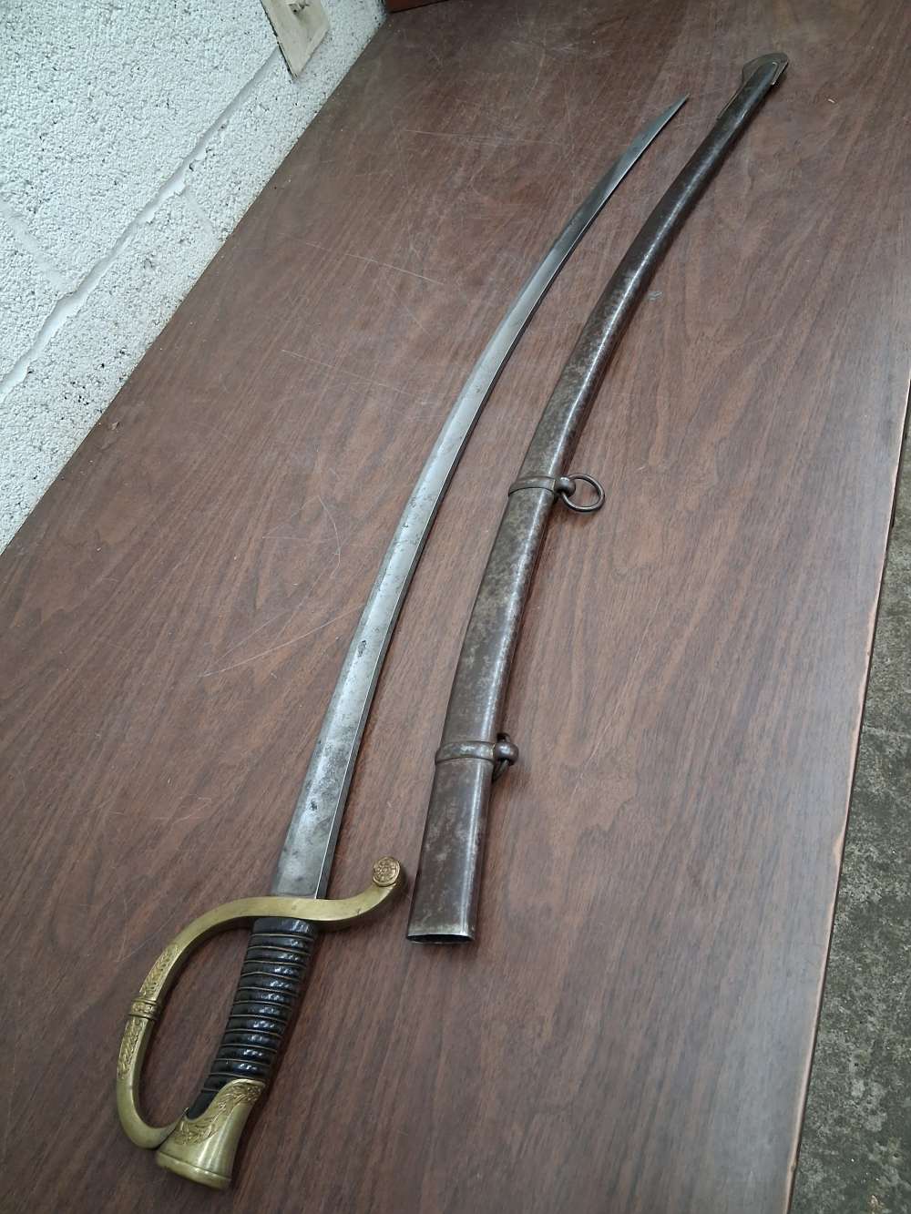 French mounted officers artillery saber & scabbard Klingenthal dated 1841-img-5