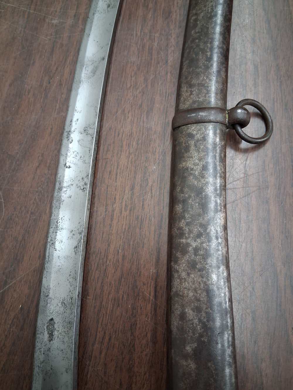 French mounted officers artillery saber & scabbard Klingenthal dated 1841-img-9