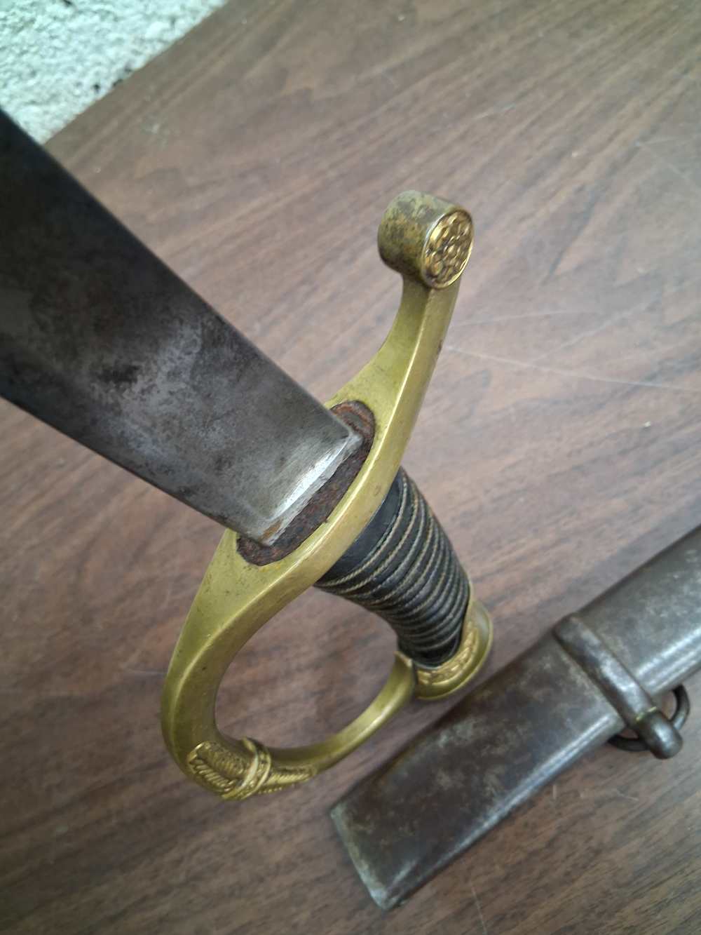 French mounted officers artillery saber & scabbard Klingenthal dated 1841-img-13