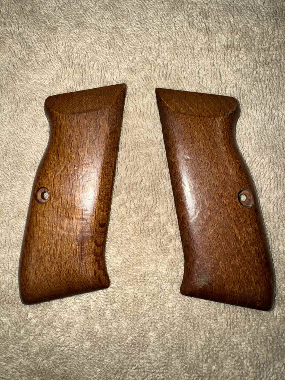 Factory Style CZ 75 75B Smooth Walnut Wood Grips Full Size-img-0
