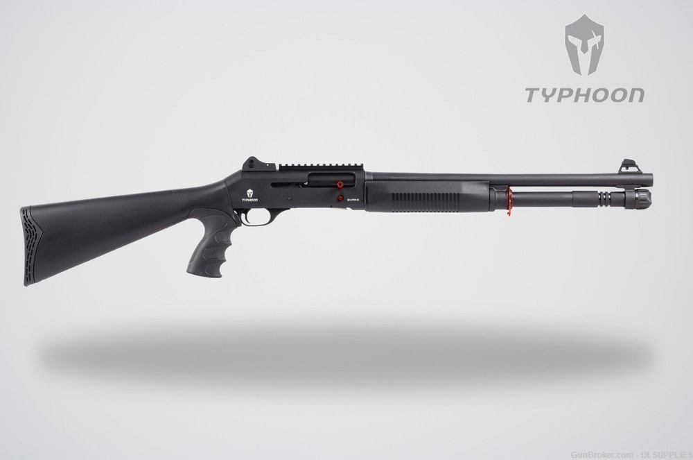 TYPHOON QUAKE MPX PUMA BLACK W/ P.G. + GHOST RING SIGHTS 18.5" BBL 12GA-img-0
