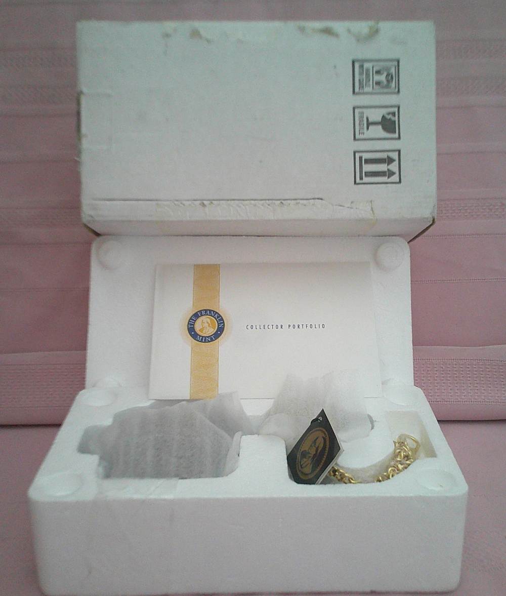 NIB WORKS! Franklin Mint Colt 1911 .45 24-karat gold accent pocket watch!-img-3