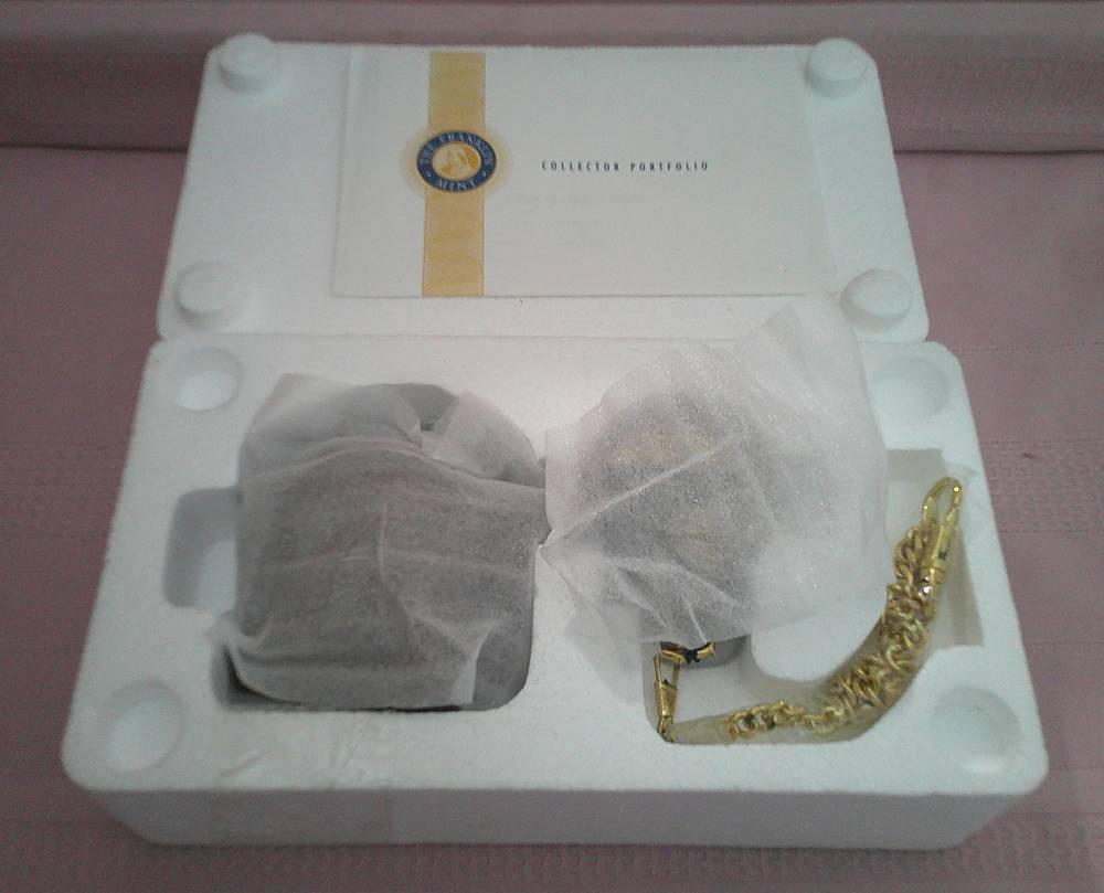 NIB WORKS! Franklin Mint Colt 1911 .45 24-karat gold accent pocket watch!-img-21