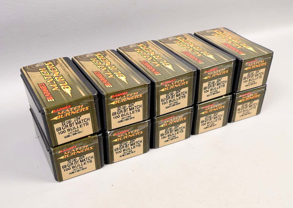 1000 BARNES 22 MATCH BURNERS 69 Grain 22 Caliber 224 BULLETS for Reloading-img-6