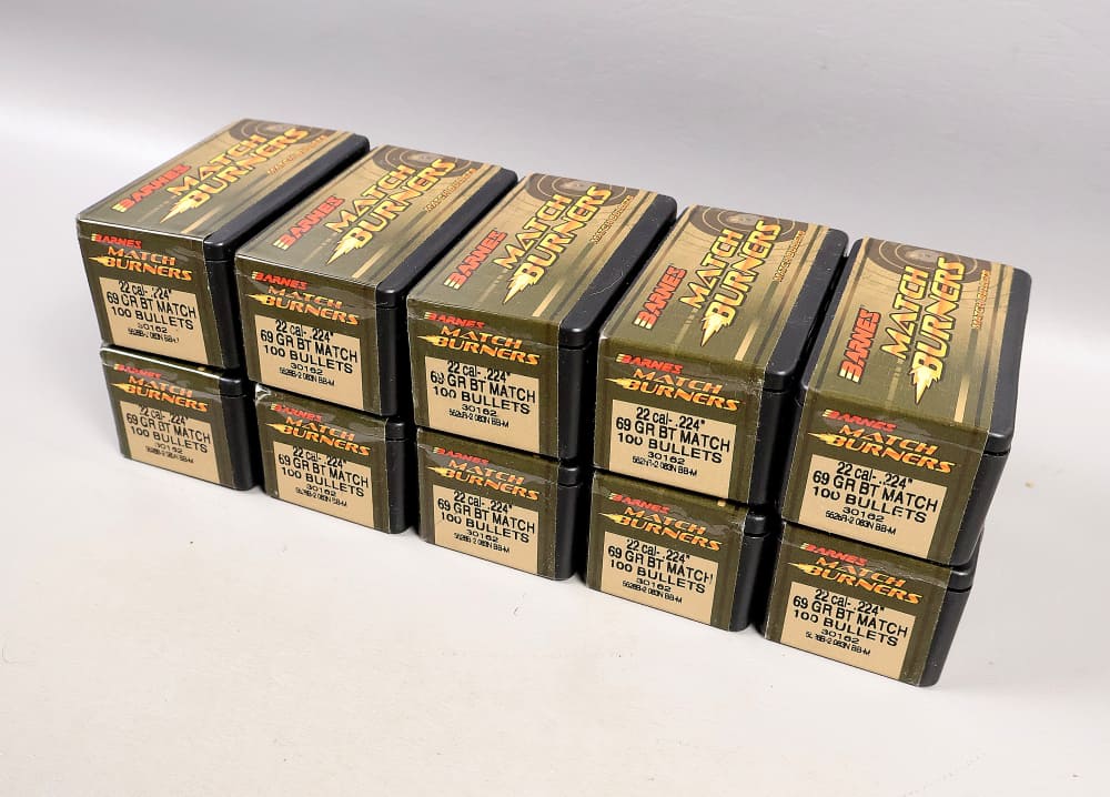 1000 BARNES 22 MATCH BURNERS 69 Grain 22 Caliber 224 BULLETS for Reloading-img-5