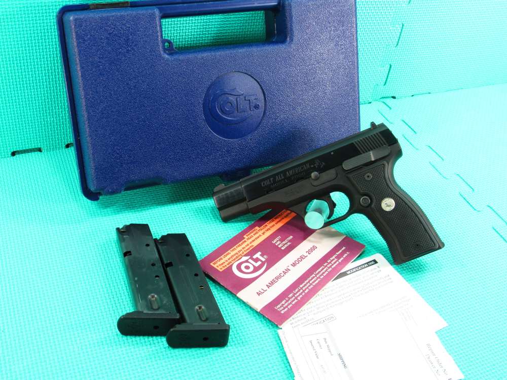 Colt All American Model 2000 9mm Blued 2 Mags w/Box Made in 1992 Nice!-img-0