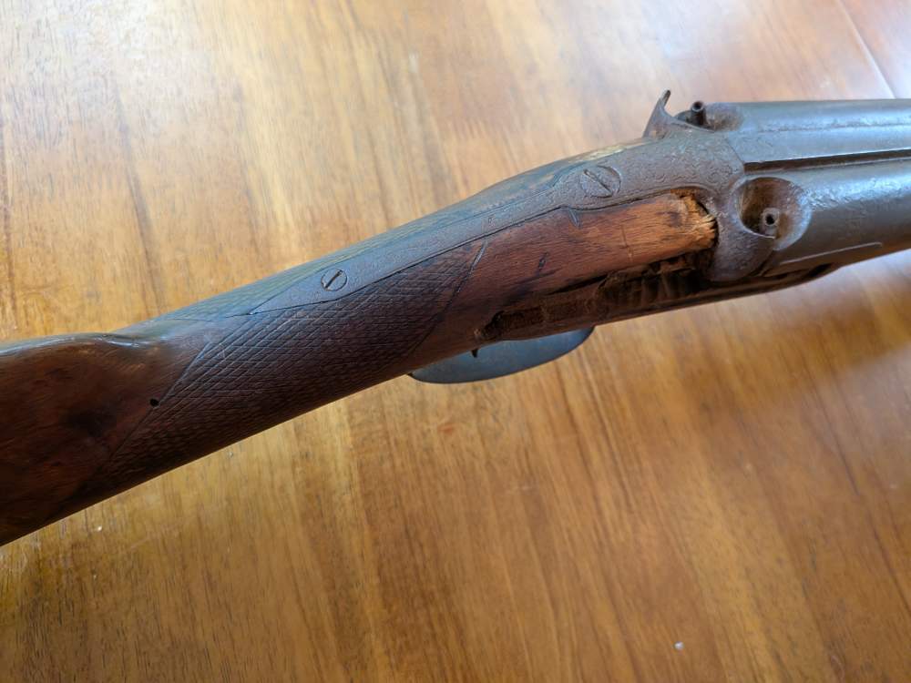 Antique Cap & Ball 12ga Side-by-Side – No FFL – Project/Wall Hanger-img-45