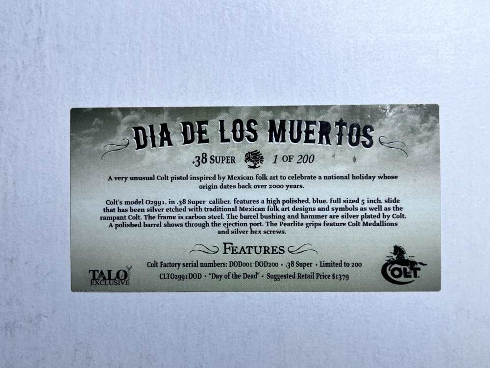 MATCHING SERIAL #005 OLD & NEW COLT TALO DAY OF THE DEAD .38 SPR NO CC FEE-img-27