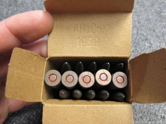 WWII GERMAN S.m.K. TROPICAL 8mm MAUSER AMMO DATED 1941-BRASS CASE-VERY RARE-img-7