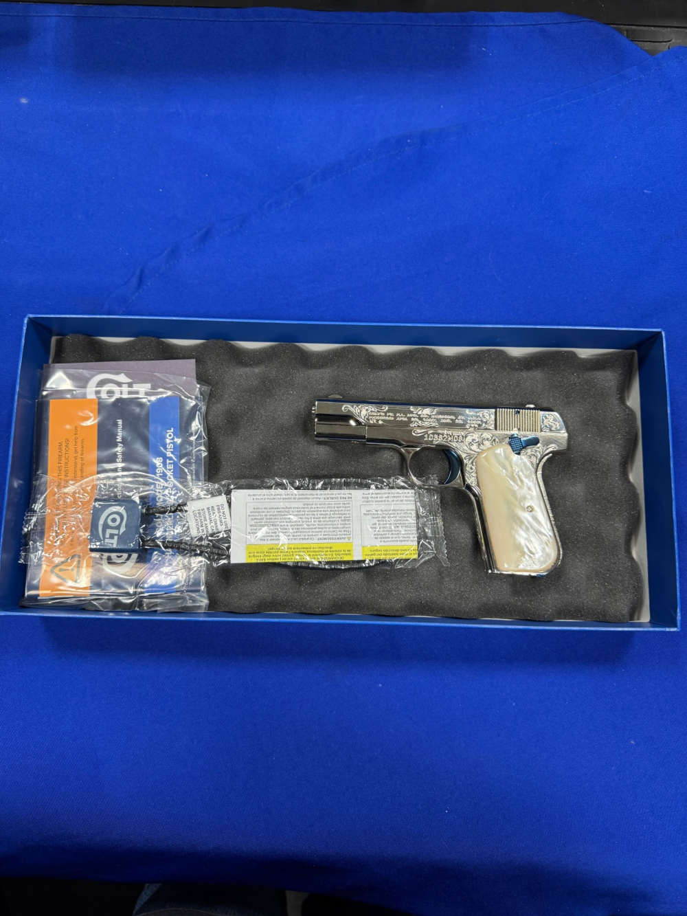 Colt M-1908 John Adams Jr Engraved 153rd NRA Mother Pearl Letter Layaway-img-13