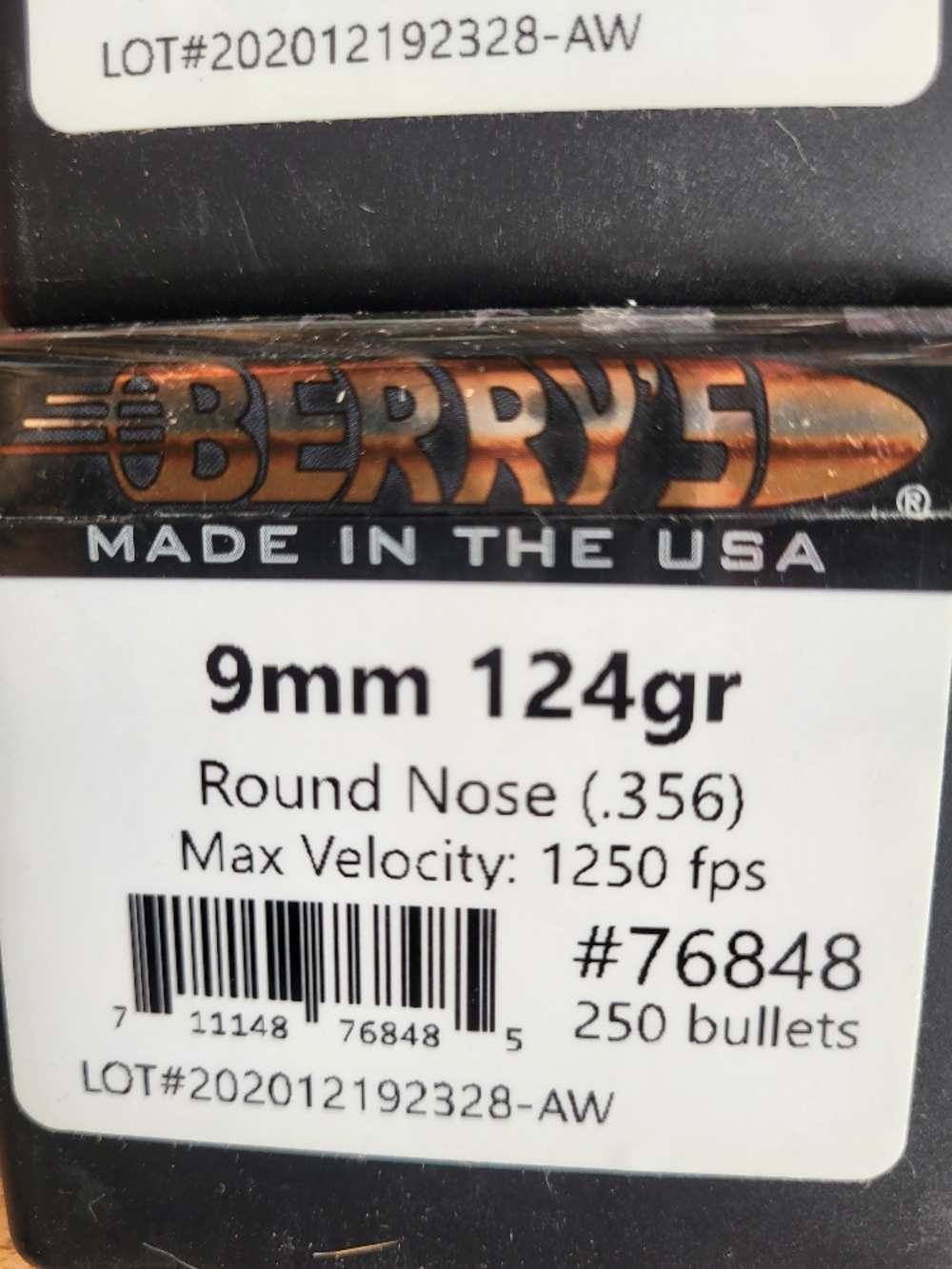 9mm 124gr RN Berrys Bullets 250ea-img-0