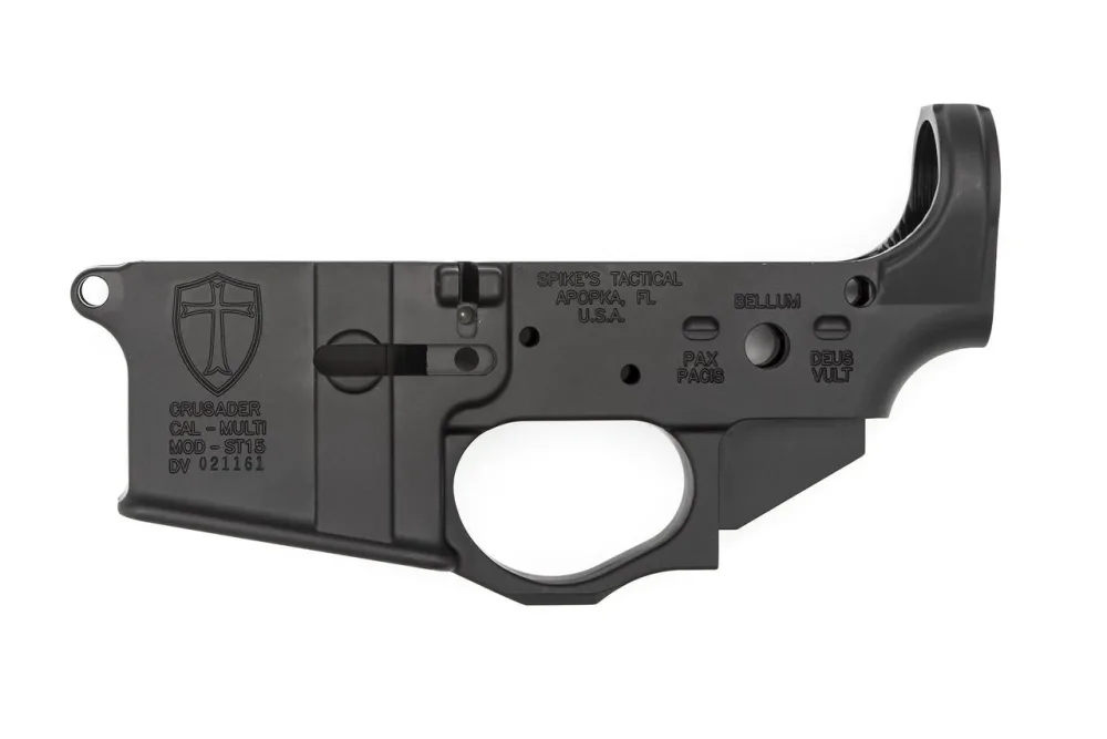 Spikes Tactical AR15 Stripped Lower Receiver - Crusader Logo-img-0