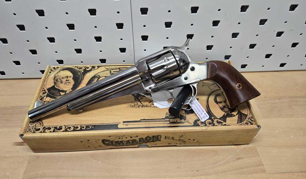 Cimarron CA151N00 1875 Outlaw Nickel 45lc 7.5" Wood Grip 6 Shot Revolver-img-0
