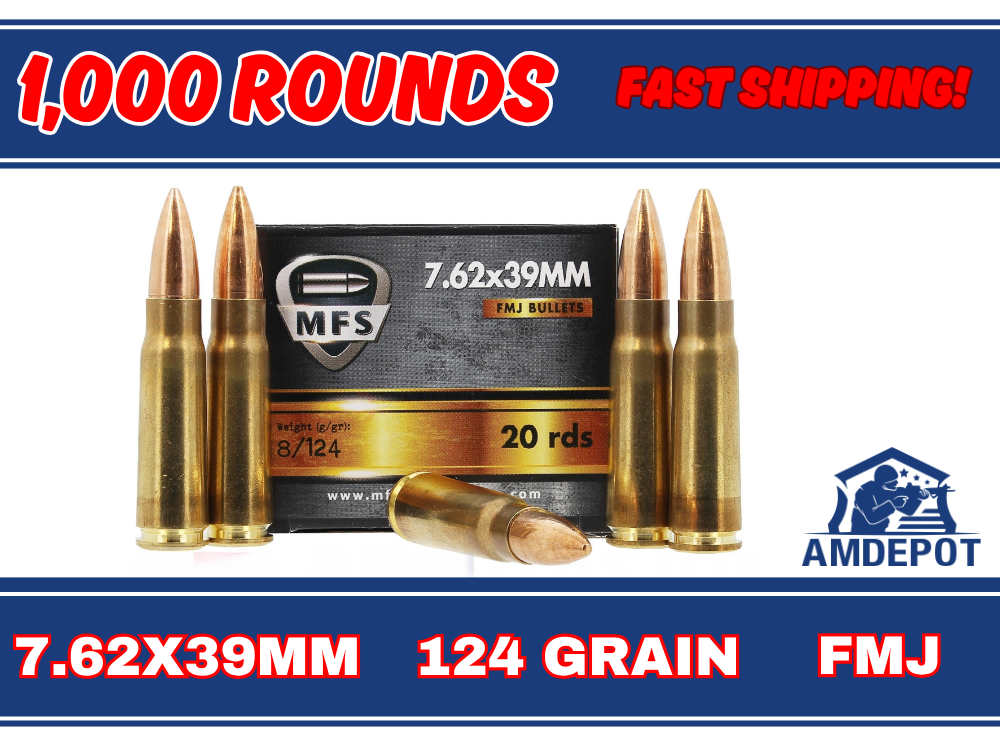 1000 RDS - 7.62X39mm 124 Gr FMJ Non-Magenetic MFS Defense Ammo-img-0