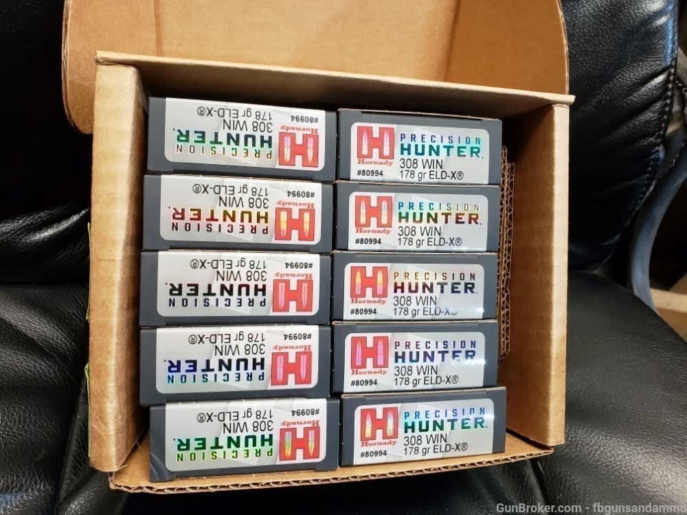 RDY2SHIP 200 ROUNDS HORNADY 308 WINCHESTER ELD-X PRECISION HUNTER 178 80994-img-0